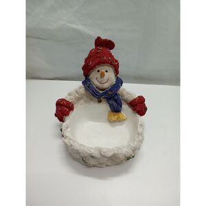 Snowman candy dish‎ red white blue green